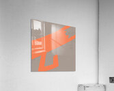 Cat Stretching in Orange on Gray Acrylic Print