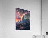 Apocalyptic Scene: Giant Waves and Meteor Strikes Acrylic Print