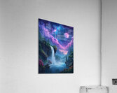 Fantasy Waterfall Under a Cosmic Sky – Dreamlike Surreal Landscape Acrylic Print