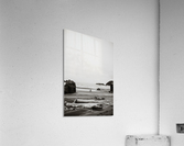 Cyclist on the beach B&W Acrylic Print