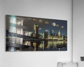 Column of spectra lights with Westminster Abby, London, UK Acrylic Print