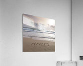 Sand writing - Word Happy written on beach  Acrylic Print