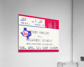 1987 Texas Rangers Baseball Ticket Canvas Acrylic Print