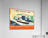 Vintage travel advert for transport to New Zealand via Panama Acrylic Print