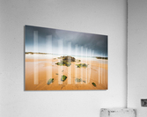 Empty beach with rocks and dark sky  Acrylic Print
