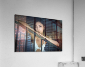 Young woman in a staircase close up portrait Acrylic Print