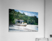 Fishing ship boat stranded on white sand beach Acrylic Print