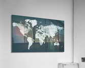 Monochrome Teal Gray Colorful World Map Silho Acrylic Print
