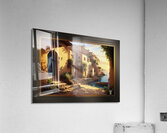 A Seaside Village In The Morning Sun Serene AI Concept Art by Xzendor7 Acrylic Print