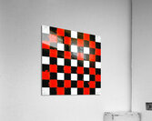 Red Black and White Checkerboard Acrylic Print