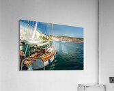 Luxurious sailing yacht in the harbour of Mali on the island of Losinj in the Adriatic Sea Croatia  Acrylic Print