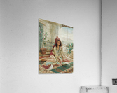 An Oriental woman feeding the pigeons Acrylic Print