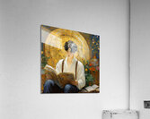 Vintage Aesthetic Book Lover - Golden Celestial Reading Painting  Acrylic Print