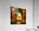 Magical Garden Archway with Roses and Lanterns – Whimsical Fantasy Artwork Acrylic Print