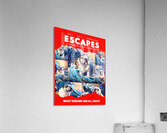 Adventure Magazine Cover with Surfing English Bulldog Poster-Red Acrylic Print