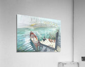 A small boat moored to a pontoon  Acrylic Print