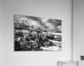 Rocky Shoreline by Pemaquid Lighthouse at Low Tide in Maine - B&W Acrylic Print