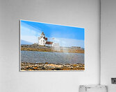 Cuckolds Lighthouse Off Rock Shore in Boothbay Region in Maine - Illus. Acrylic Print
