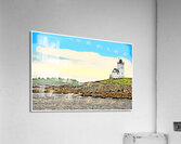 Two Bush Island Light Tower Among Rocky Islands in Midcoast Maine - Illus. Acrylic Print