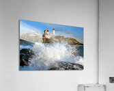 Waves Crashing Over Rocks by Cape Neddick Nubble Lighthouse During the Holidays in Maine Acrylic Print