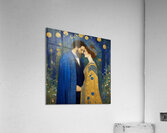 Romantic Embrace in a Golden Forest - Art Nouveau-Inspired Couple Portrait Acrylic Print