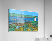 Mullholland Lighthouse Overlooks Fishing Boats in Canadian Harbor - Illus.  Acrylic Print