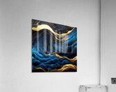 Blue Black & Gold Waves & Clouds Acrylic Print