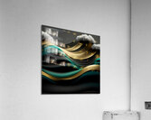 Green Black & Gold Waves & Clouds Acrylic Print