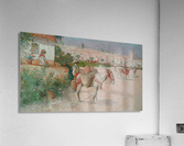 Scene with people and horses outside the city Acrylic Print