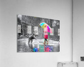 Girl With Umbrella In Rain Acrylic Print