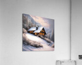 snowy cabin in mountains Acrylic Print