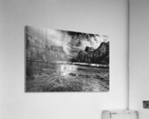 Yosemite Merced River Valley View in Black and White. Acrylic Print