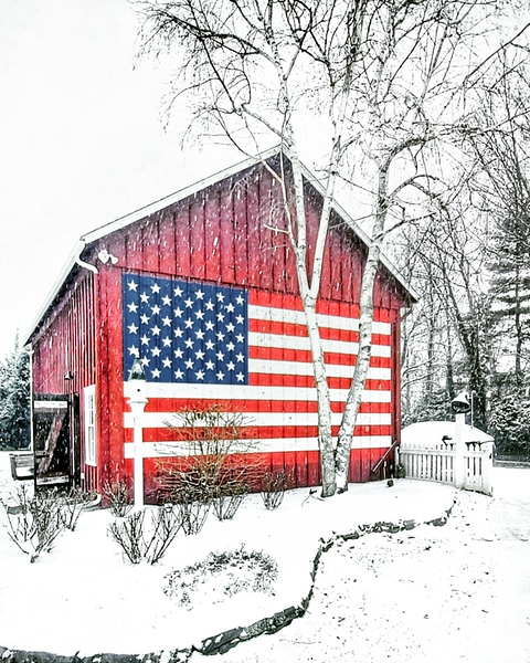 G11 All American Barn in Winter Print