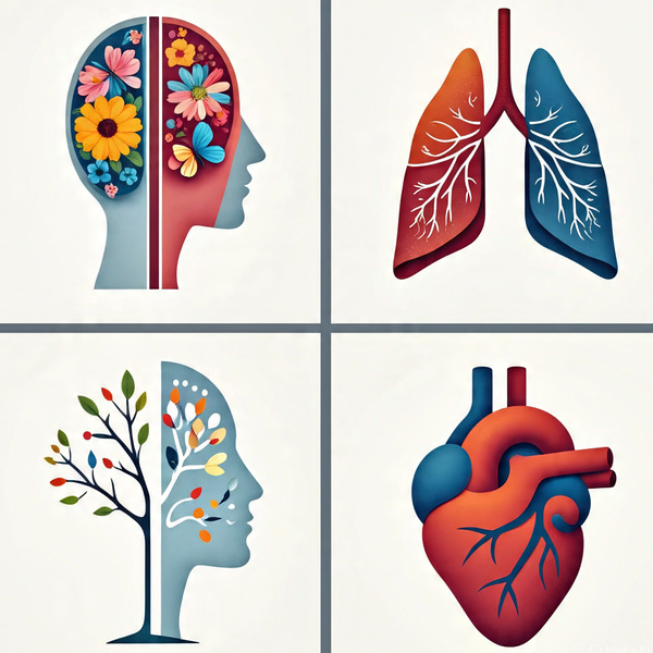 Medical Illustration of Brain and Heart – Clinic Wall Art Print