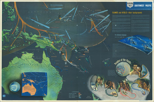 1944 Pictorial Navy Map of the Southwest Pacific Theater – WWII Naval Operations Map Showing U.S. Campaigns Across the Philippines New Guinea and the Solomon Islands