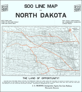 1915 Map of North Dakota Showing Counties Railroads and Settlements During the Agricultural Development of the Northern Plains