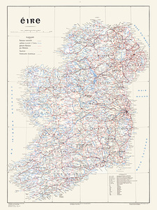 Irish Gaelic Map of Ireland Showing Place Names in Native Language—Preserving Linguistic Heritage and Cultural Identity Across Ireland’s Historical Provinces and Counties