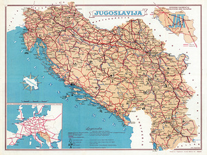 1953 Map of Yugoslavia – Mid-20th-Century Map Depicting Political Boundaries Cities Rivers Roads and Infrastructure Reflecting Post-World War II Geography Urban Development and Cartographic Knowledge of the Balkan Region