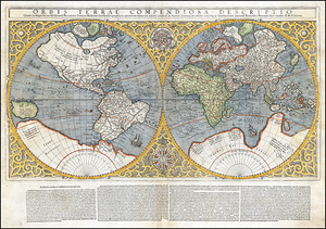 1587 Rumold Mercator World Map – Historic 16th Century Renaissance-Era Map Reproduction | Iconic Globe Projection by Son of Gerard Mercator Featuring Continents & Sea Monsters