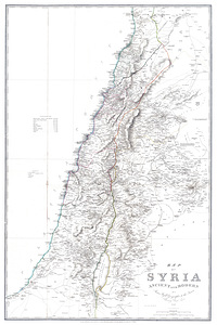 1843 Map of Syria – Historic Ottoman-Era Cartographic Depiction of 19th Century Syria Showing Cities Regions & Borders Under Turkish Control Before Modern Middle Eastern Boundaries Were Established