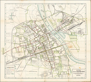 1914 City Plan of Warsaw Under Russian Martial Law – Detailed Map Depicting Streets Military Installations and Administrative Divisions as World War I Began Under Russian Occupation of Poland