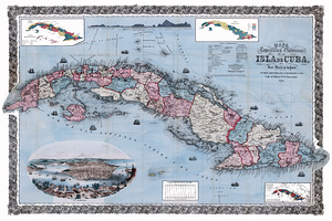 1868 Map of Cuba Depicting Colonial Infrastructure Sugar Plantations and Administrative Districts Under Spanish Rule During a Period of Growing Tensions and Reform Movements
