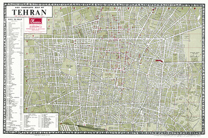 1967 Map of Tehran Iran Showing Streets Districts and Infrastructure at the Height of the Pahlavi Dynasty’s Modernization Programs Before the 1979 Iranian Revolution