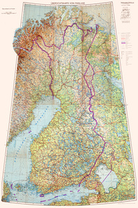 1941 German Military Map of Finland – World War II Era Map Depicting Finnish Terrain Borders Military Installations Strategic Positions Towns Rivers Roads and Operations During the German-Finnish Campaign