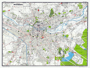 1944 Map of Nuremberg Germany – WWII-Era German City Map Reproduction | Historic Cartography Depicting Streets Districts & Strategic Layout Before Nuremberg Trials