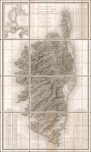 1824 French Map of Corsica – Detailed Island Geography Including Towns Mountains Roads and Coastal Settlements During the Post-Napoleonic Period of French Administration