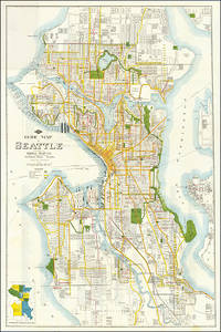 1924 Map of Seattle Washington – Early 20th Century Pacific Northwest City Map Depicting Streets Railways Harbors and Neighborhoods During Urban Expansion and Development