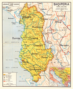 1930 Map of Albania – Historical Balkan Peninsula Chart Depicting National Borders Geographic Features and Regions During the Interwar Period of Albanian Nationhood