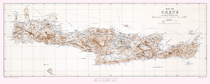 1905 Map of Crete – Early 20th Century Map of the Largest Greek Island Showing Topography Towns and Ports During the Transitional Period Between Ottoman Rule and Full Unification with Greece