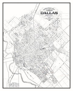 1890 Map of Dallas Texas Showing Street Grid Railroads and Early Urban Development During the Rise of Industrialization in North Texas